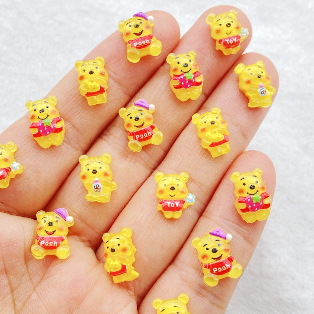 50 ชิ้นใหม่น่ารักการ์ตูนมินิหมีสีเหลืองรูปปั้นเรซิ่นงานฝีมือแบนกลับเครื่องประดับ Cabochon ทําเครื่องประดับผมอุปกรณ์
