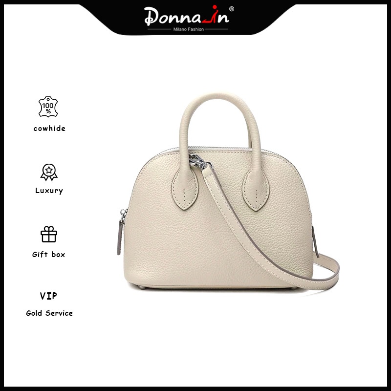Donnain First Layer Of French Sheep Grain Cowhide Semi-Handmade Texture Mini Shell Bag กระเป๋าสะพายหนังแท้กระเป๋าผู้หญิงอเนกประสงค์