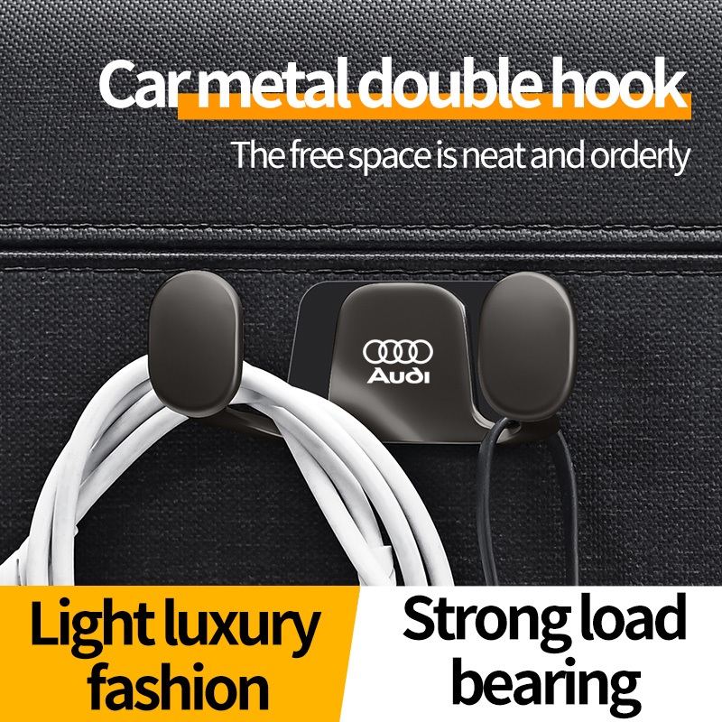 AUDI รถติดตั้งตะขอคู่วัสดุโลหะสําหรับ A4L/A3/A5/A6L/Q3/Q5/Q7/A7/A8L Co pilot Hook storage ยานยนต์ภาย