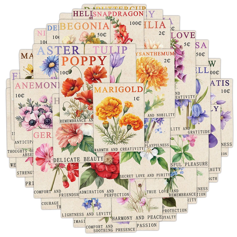 [สติกเกอร์ขนาดใหญ่]50ชิ้นวินเทจดอกไม้แสตมป์สติกเกอร์ ทําเอง สมุดโทรศัพท์มือถือกีต้าร์สเก็ตบอร์ดโน๊ตบุ๊คเครื่องเขียนกราฟฟิตีสติกเกอร์กันน้ํา