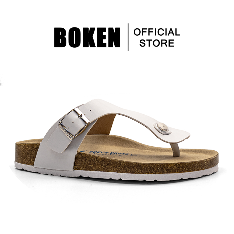 BOKEN Cork รองเท้าแตะผู้หญิง Flip Flops รองเท้าแตะคลาสสิก