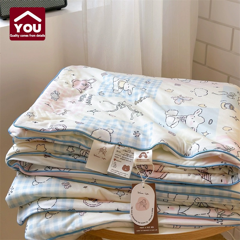 【YOU】ผ้าห่มฤดูร้อนผ้าฝ้ายซักได้ ผ้านวมบาง พิมพ์ลายการ์ตูน นุ่มระบายอากาศได้ดี 3.5/5/6 /6.5ฟุต