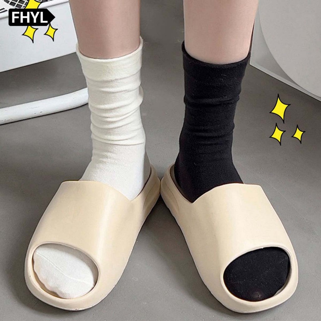 FHYL  ถุงเท้าญี่ปุ่น สไตล์ญี่ปุ่น แนววินเทจ ข้อกลาง ผ้าฝ้าย สีพื้น ถุงเท้าแฟชั่น สวมใส่สบาย