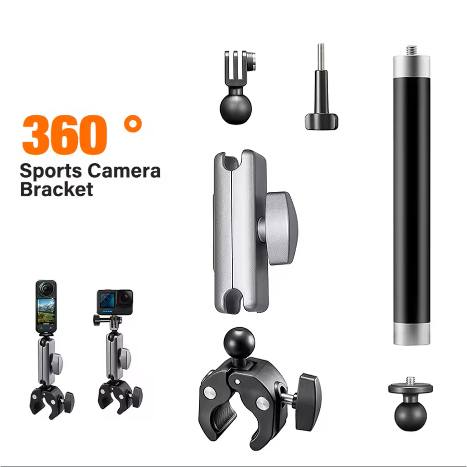 รถจักรยานยนต์จักรยาน Selfie Stick Holder Mount Bracket สําหรับ GoPro 13 12 11 Insta360 X5 X4 DJI OSMO 360 Action 5 Pro อุปกรณ์เสริม
