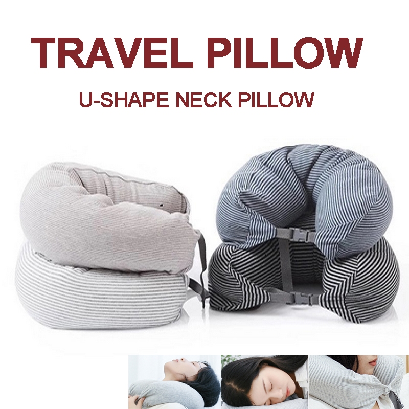 ถอดซักได้ หมอนรองคอรูปตัว U หมอนผ้าฝ้าย หมอนเดินทางพกพา