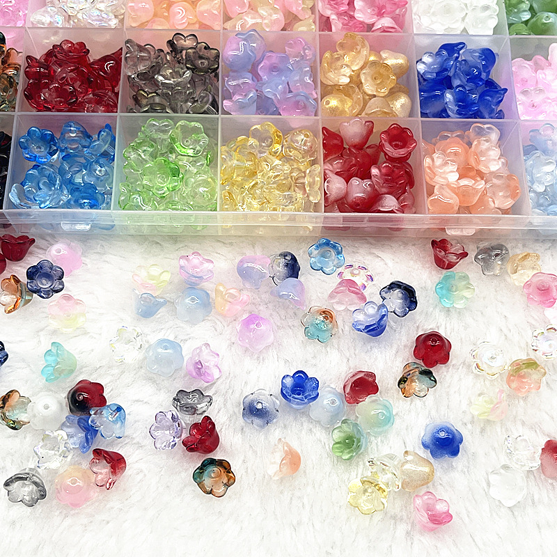St.kunkka  10 ชิ้น ลูกปัดดอกไม้  ลูกปัดดอกระฆังแก้ว  DIY สําหรับสร้อยคอ สร้อยข้อมือ