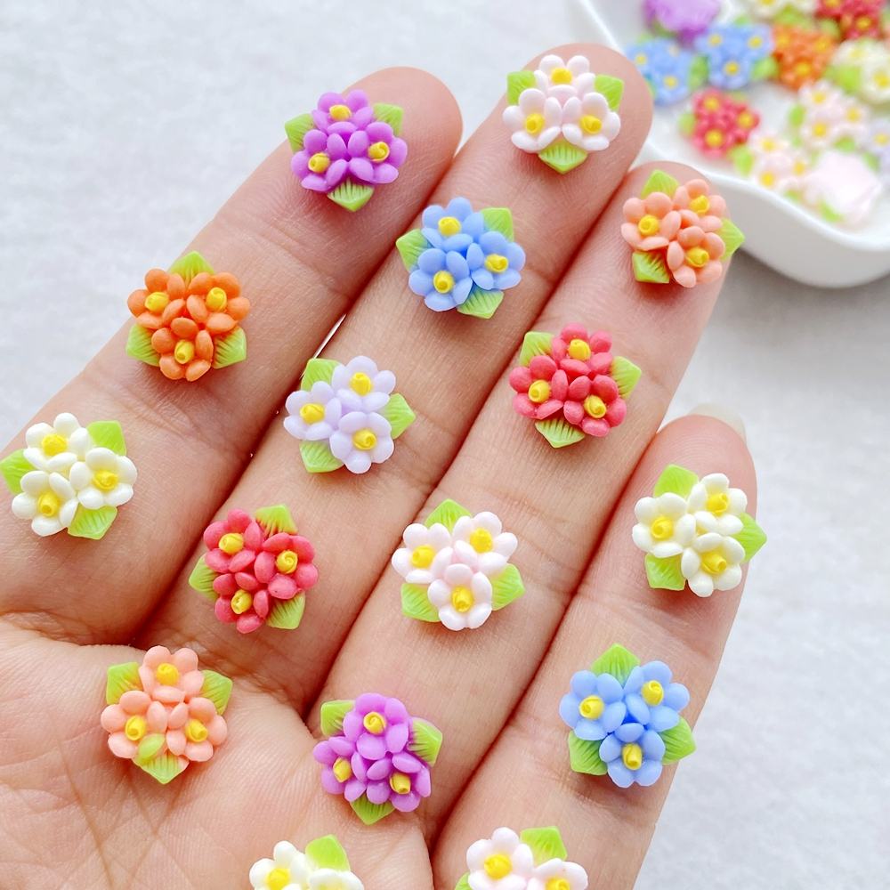 50 ชิ้นผสมเรซิ่นแต่งเล็บมินิดอกไม้ที่มีสีสันแบนกลับเครื่องประดับ ทําเอง หัตถกรรมตกแต่งเล็บ 3ง เครื่องประดับ