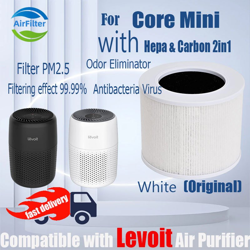 เปลี่ยน เข้ากันได้กับ levoit Core Mini Filter อุปกรณ์เสริมเครื่องฟอกอากาศ HEPA & Active Carbon High-Efficiency H13 Antibacteria