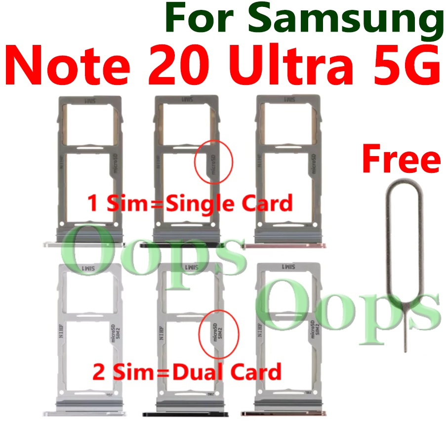 ถาดซิมผู้ถือสล็อตสําหรับ Samsung Galaxy Note 20 Ultra SIM ชิป SD การ์ดอะแดปเตอร์ลิ้นชักฟรี Pin