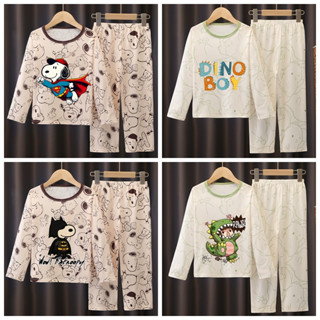 ชุดนอนเด็กผู้ชายและสาวใหญ่แขนยาวคอกลมชุดนอนเด็กโพลีเอสเตอร์น…