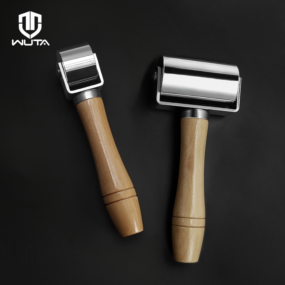WUTA 26/60 มม.ลูกกลิ้งขอบกดหนังหัตถกรรมกาวเครื่องมือเคลือบหนังขอบ Creaser & Smoother ลูกกลิ้งเหล็ก