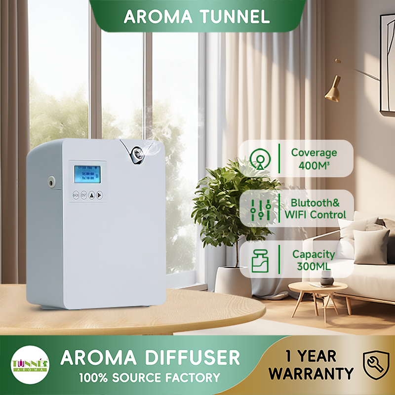 AROMA TUNNEL 300ML 1400Sqft WIFI Electric Aroma Diffuser Control Essential Oil Diffuser ฟังก์ชั่นจับเวลาน้ําหอมอุปกรณ์