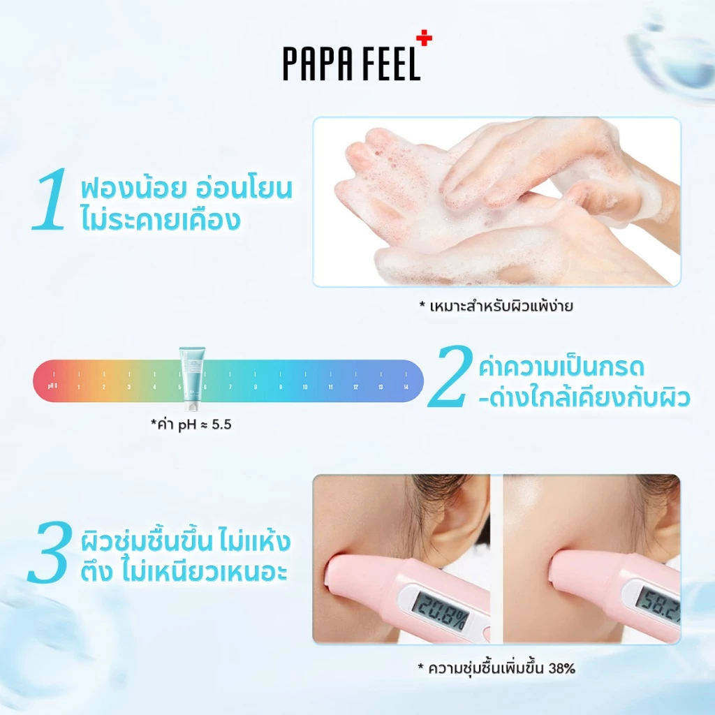 PAPA FEEL เจลล้างหน้า คุมมัน Gentle 5X Ceramide Cleanser 80g | ทำความสะอาดล้ำลึก | เพิ่มความชุ่มชื้นให้ผิว | เหมาะสำหรับ ผิวแพ้ง่าย thumbnail 6