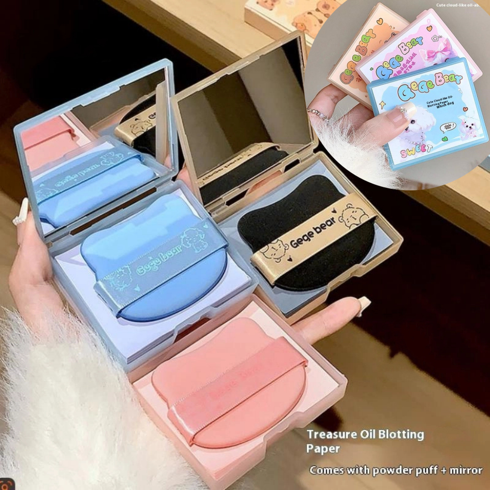 Ank 100 แผ่นกระดาษซับน้ํามันพร้อมเคสและพัฟแต่งหน้าแผ่นดูดซับน้ํามันถ่านไม้ไผ่แผ่นซับน้ํามันสําหรับแต่งหน้า EN