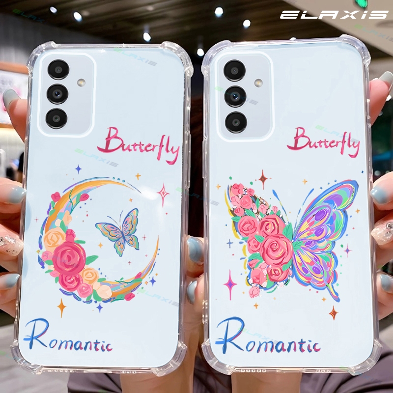 ELAXIS สําหรับ Samsung Galaxy M34 5G/M53 5G/M33 5G/M23 5G/M52 5G โปร่งใสฝาครอบโทรศัพท์ผีเสื้อ Love M