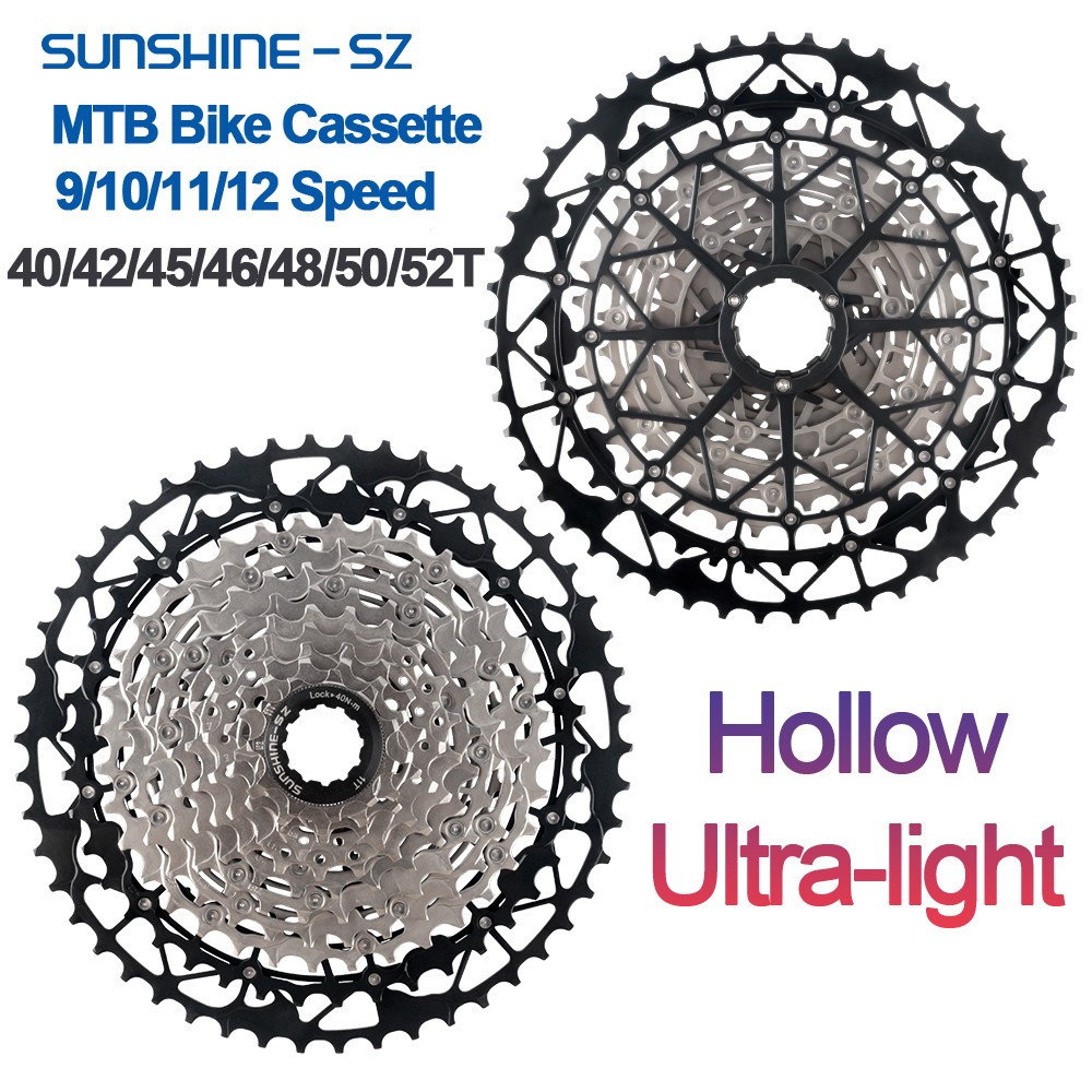 Sunshine-sz Ultralight MTB จักรยาน Cassette Flywheel 9/10/11/12 ความเร็วจักรยานเฟือง 40/42/46/50/52T จักรยาน HG cogs