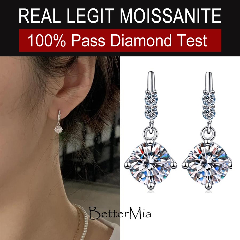 Drop ต่างหูจริง Moissanite s925 เงินสเตอร์ลิงผู้หญิง 0.5ct 1ct แต่ละ Drop ต่างหูการรับรอง GRA