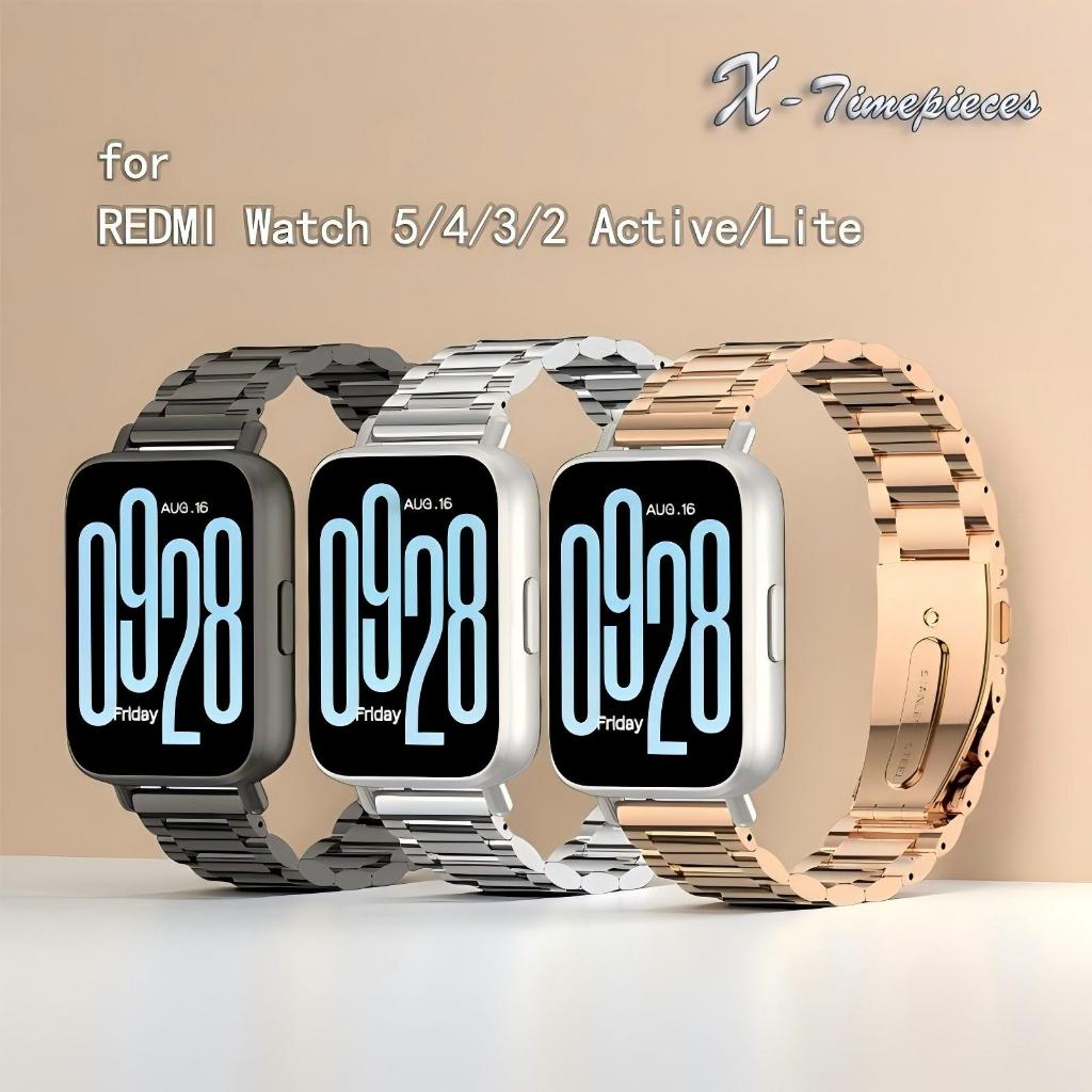 สายคล้องคอโลหะสําหรับ Redmi Watch 6/5/4/3/2 Active Lite Xiaomi Band 10/9/8 pro สร้อยข้อมือสแตนเลสกันน้ําปรับได้
