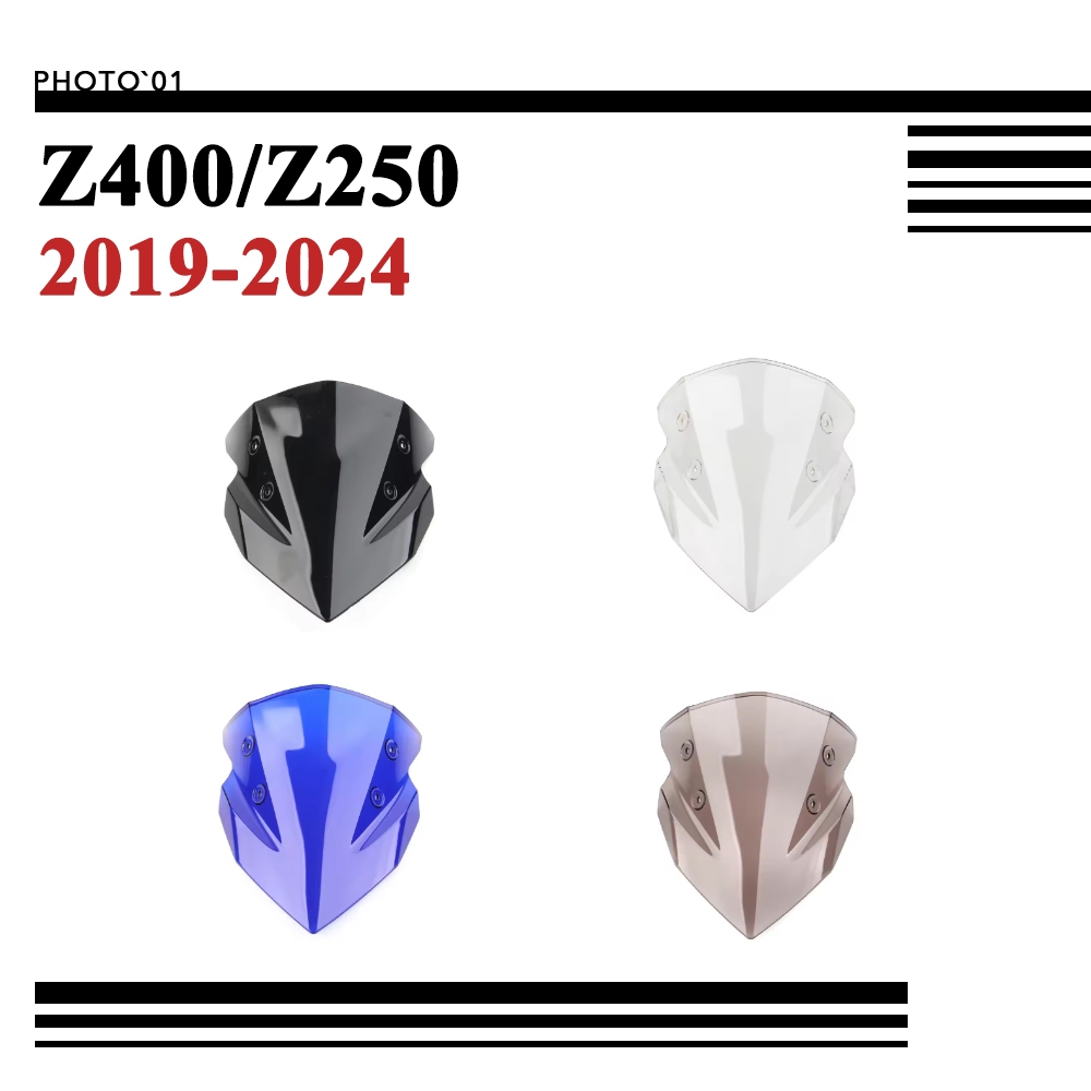 PSLER ชิวหน้า บังลม กระจกหน้ารถ กระจกกันลม สําหรับ KAWASAKI Z400 Z250 2019-2024
