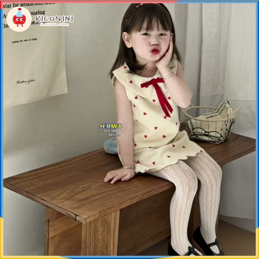 RICONINIGirl ฤดูร้อนน่ารักเย็บปักถักร้อยหัวใจพิมพ์ชุดหวานกุทัณฑ์น่ารักปกชุดเด็ก ราคา ถูกที่สุด ดีลบีเคเค แกลเลอรีภาพที่ 3