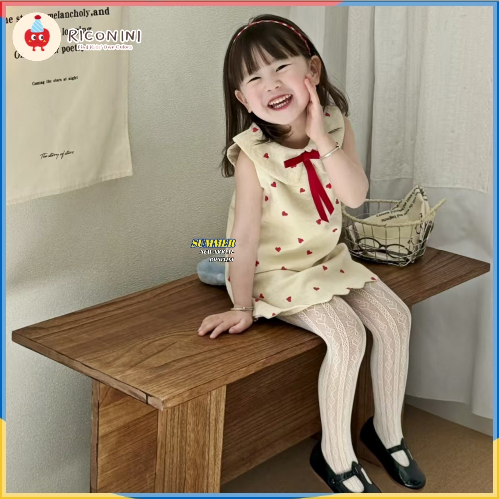 RICONINIGirl ฤดูร้อนน่ารักเย็บปักถักร้อยหัวใจพิมพ์ชุดหวานกุทัณฑ์น่ารักปกชุดเด็ก ราคา ถูกที่สุด ดีลบีเคเค แกลเลอรีภาพที่ 2