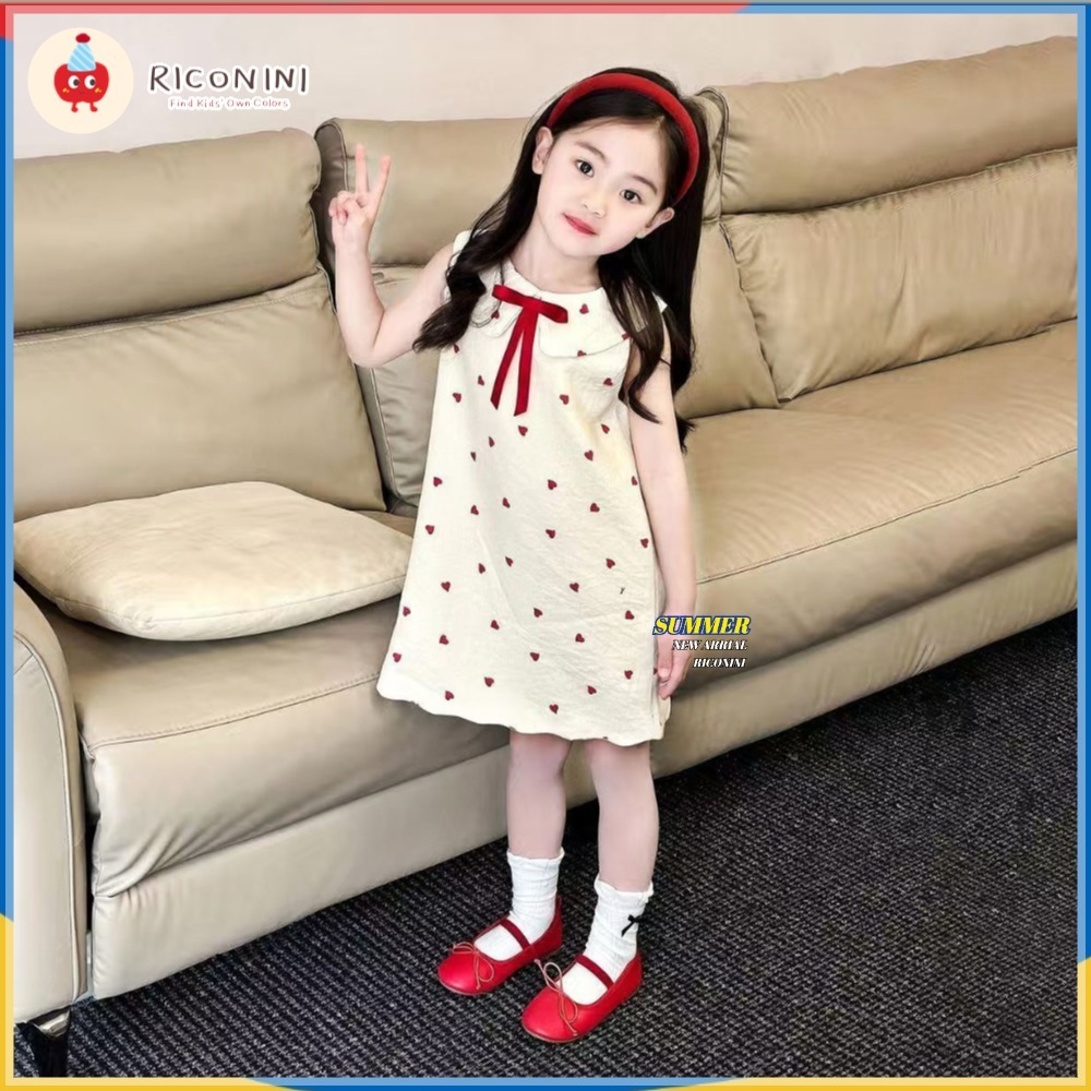 RICONINIGirl ฤดูร้อนน่ารักเย็บปักถักร้อยหัวใจพิมพ์ชุดหวานกุทัณฑ์น่ารักปกชุดเด็ก ราคา ถูกที่สุด ดีลบีเคเค แกลเลอรีภาพที่ 9