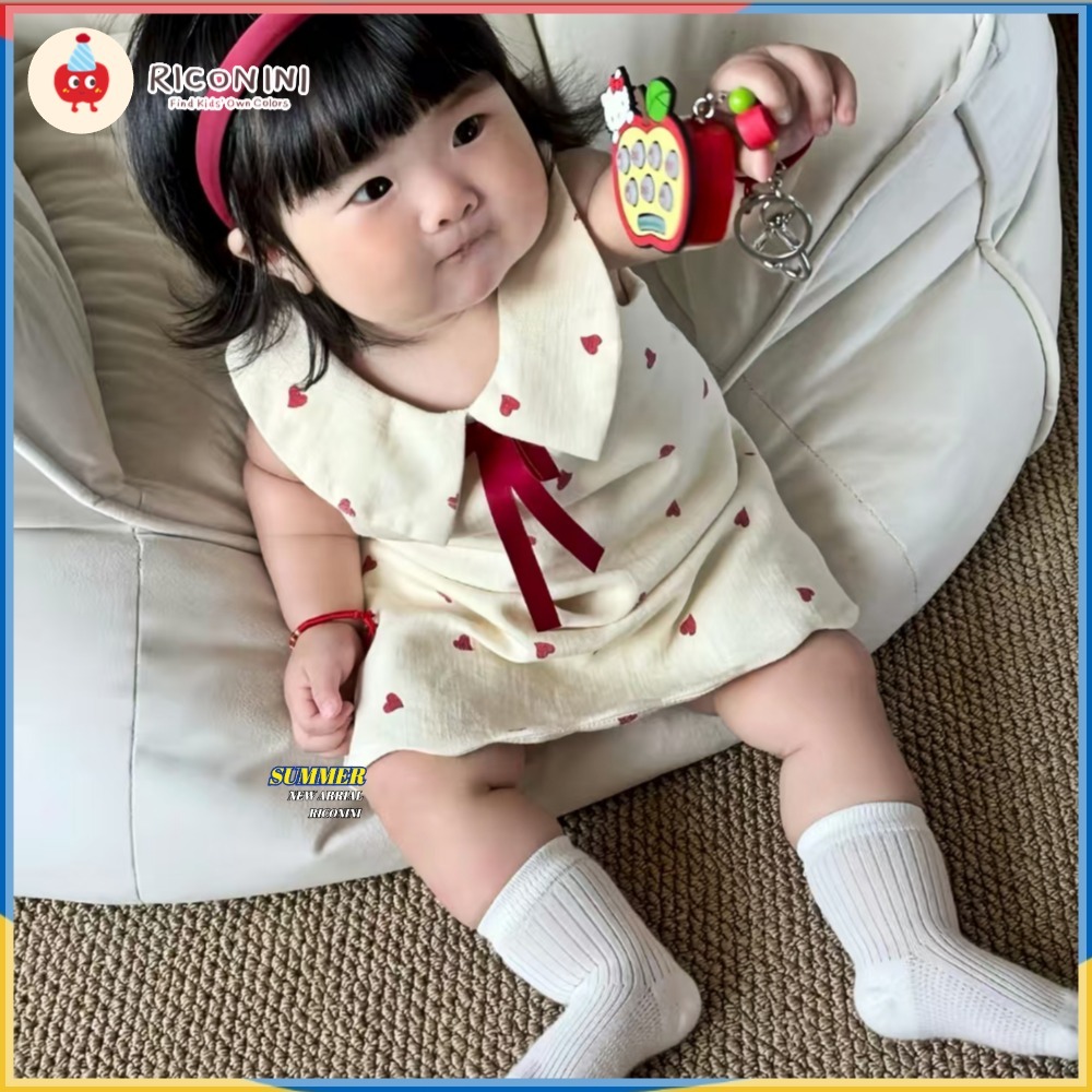 RICONINIGirl ฤดูร้อนน่ารักเย็บปักถักร้อยหัวใจพิมพ์ชุดหวานกุทัณฑ์น่ารักปกชุดเด็ก ราคา ถูกที่สุด ดีลบีเคเค แกลเลอรีภาพที่ 5