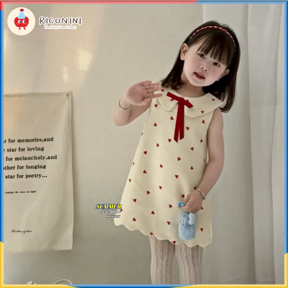RICONINIGirl ฤดูร้อนน่ารักเย็บปักถักร้อยหัวใจพิมพ์ชุดหวานกุทัณฑ์น่ารักปกชุดเด็ก ราคา ถูกที่สุด ดีลบีเคเค แกลเลอรีภาพที่ 4