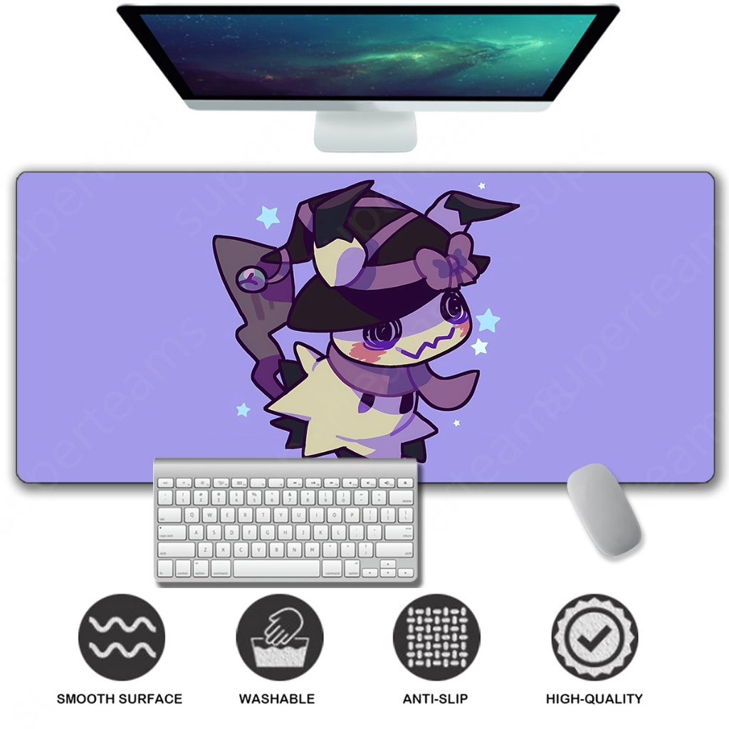 ล้อเลียน Pikachu Mouse Pad ขยาย Pikachu Star Duo Mousepad ขนาดใหญ่ Gaming Mousepad เย็บขอบ Deskpad D