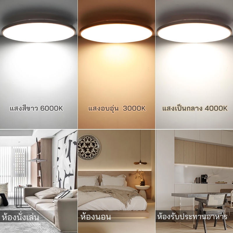 3 สี, โคมไฟเพดาน LED แบบปรับได้ 20w 36w 48w โคมไฟเพดานทรงกลมสไตล์โมเดิร์น, ทินเนอร์ไฟแช็กเหมาะสําหรับห้องนอน, ห้องครัว - รูปที่ 5