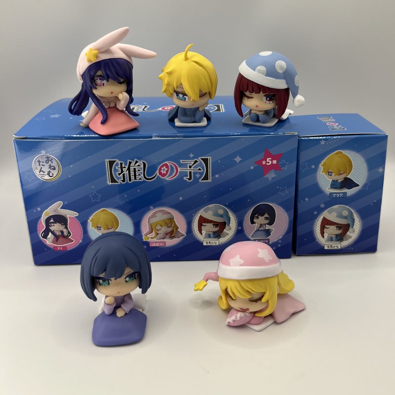 5 ชิ้น/เซ็ต Oshi no Ko อะนิเมะรูป sleep ตุ๊กตา Hoshino Ai Hoshino Aquamarine Hoshino Rubii Arima Kana รุ่น Q PVC ตัวเลขการกระทําตุ๊กตาของเล่น