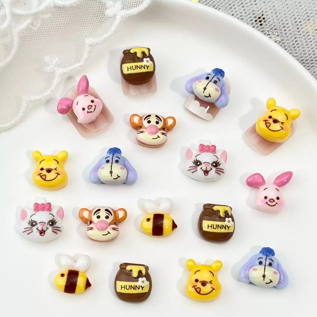 20ชิ้นน่ารักเรซิ่นมินิการ์ตูนผึ้ง,ผึ้งหม้อ,แมว,หมีน้อยออกแบบแบนกลับตกแต่งเครื่องประดับทําเล็บอุปกรณ์ผมอุปกรณ์