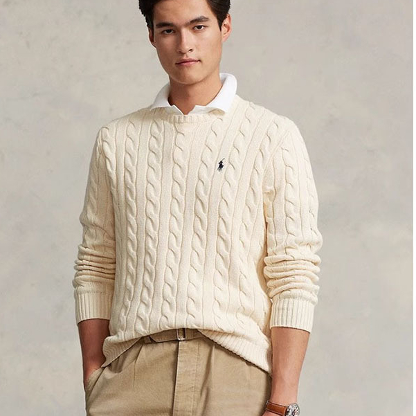 ปักคอลูกเรือถักเสื้อกันหนาวผู้ชายอบอุ่นบิดคู่เสื้อสวมหัวเสื้อกันหนาว