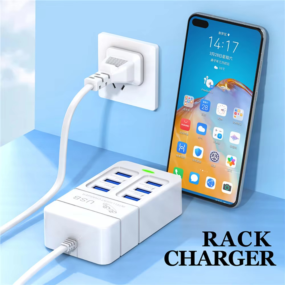 6 พอร์ต 35W Fast Charging Charger 3 USB 3 ประเภท C เดสก์ท็อปมัลติฟังก์ชั่อะแดปเตอร์ชาร์จไฟสําหรับ Ho