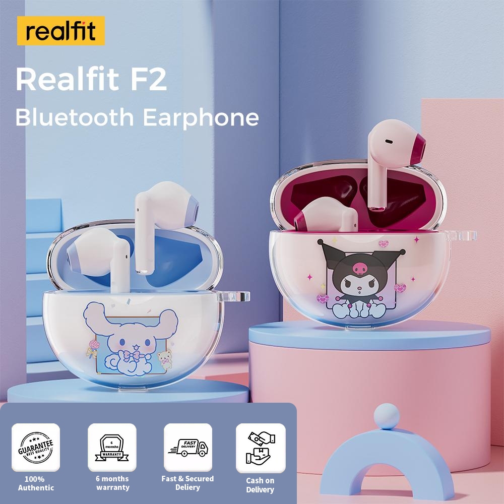 Realfit F2 หูฟังบลูทูธเบสที่ยอดเยี่ยมหูฟังไร้สายพร้อมไมโครโฟน 5H เล่นยาวสไตล์เดียวกันกับ Heavy Bass หูฟัง Lenovo LP40 Pro