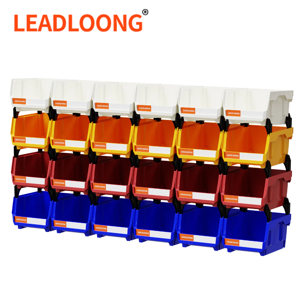 LEADLOONG V1 กล่องอะไหล่ 135*105*76 มม. จัดส่งรวดเร็วในสต็อก ที่เก็บชิ้นส่วนแบบวางซ้อนกันได้ กล่องจัดเรียงชิ้นส่วนแบบแขวนได้ ถังเก็บเวิร์กช็อปโรงรถ