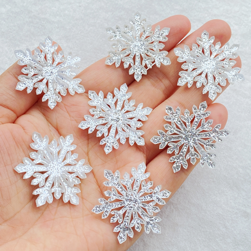 เกล็ดหิมะเรซิ่นสำหรับคริสต์มาส 10 ชิ้น สีสันสดใส เครื่องประดับ DIY และอุปกรณ์ตกแต่งหัตถกรรม - รูปที่ 6