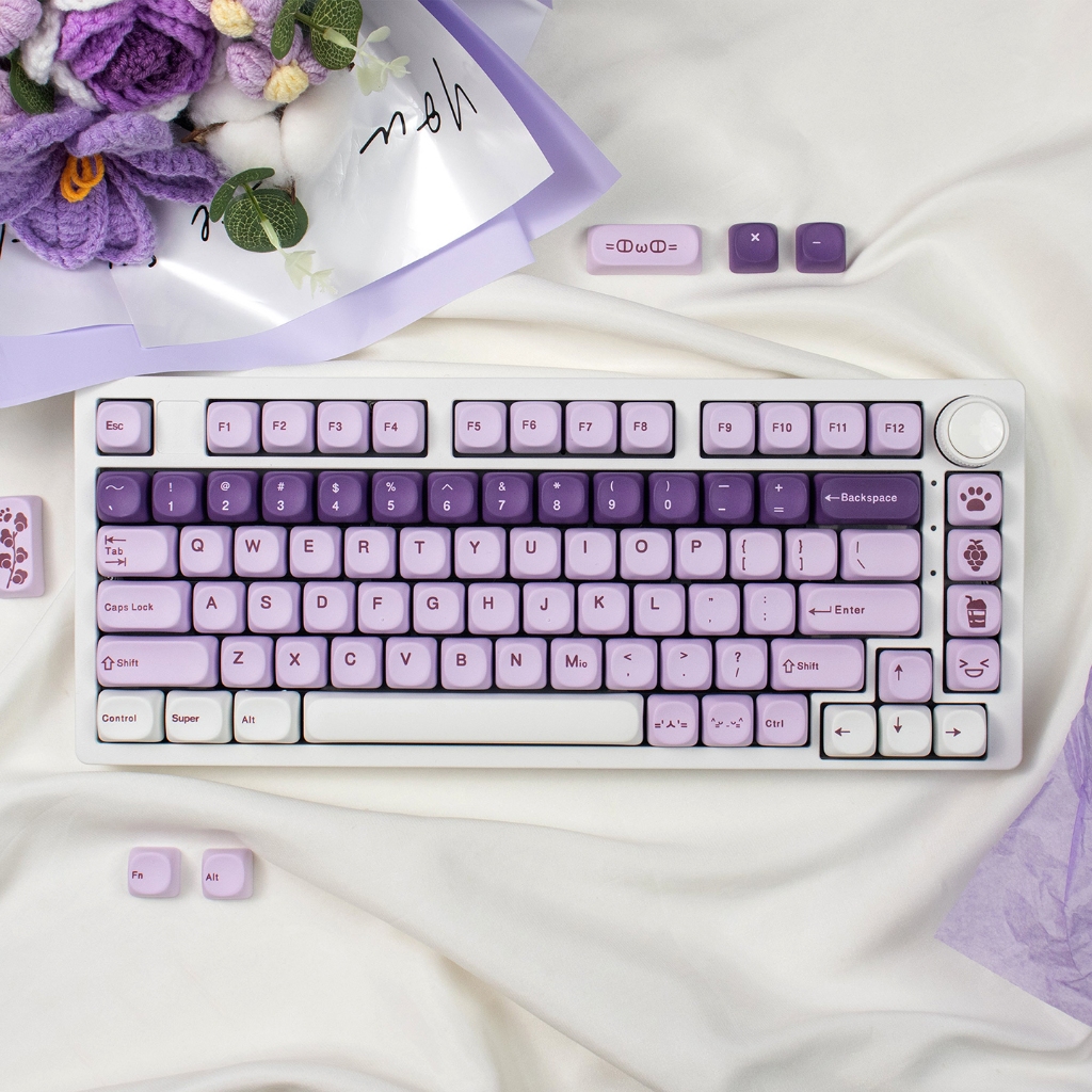 ปุ่มกดน้ําปั่นองุ่น PBT MOA โปรไฟล์ปุ่มกดสีม่วงทรงกลมน่ารักสําหรับคีย์บอร์ดแบบกลไก