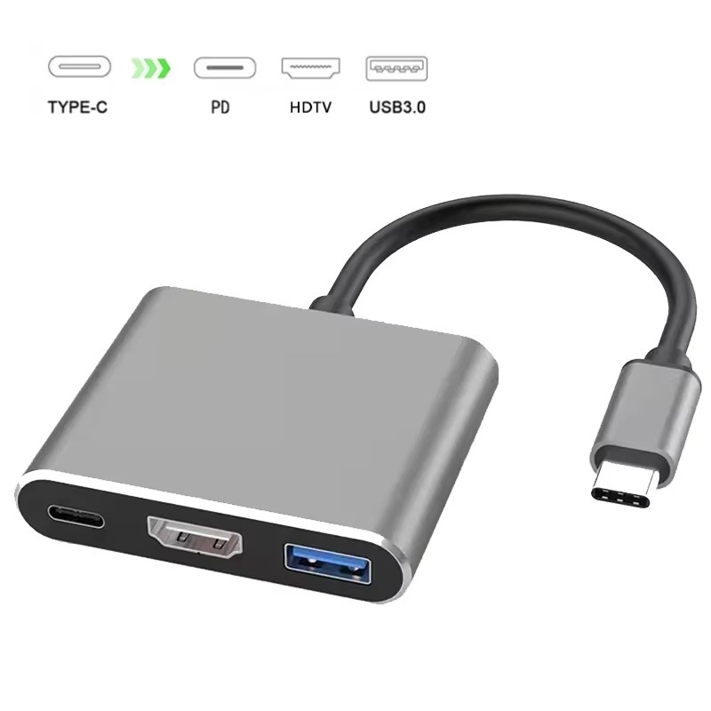 3 in 1 Type-C Hub USB C ถึง HDMI 4K USB3.0 ประเภท C PD100W แท่นชาร์จ Docking Station สําหรับแล็ปท็อปโทรศัพท์มือถือแท็บเล็ต To Monitor TV โปรเจคเตอร์