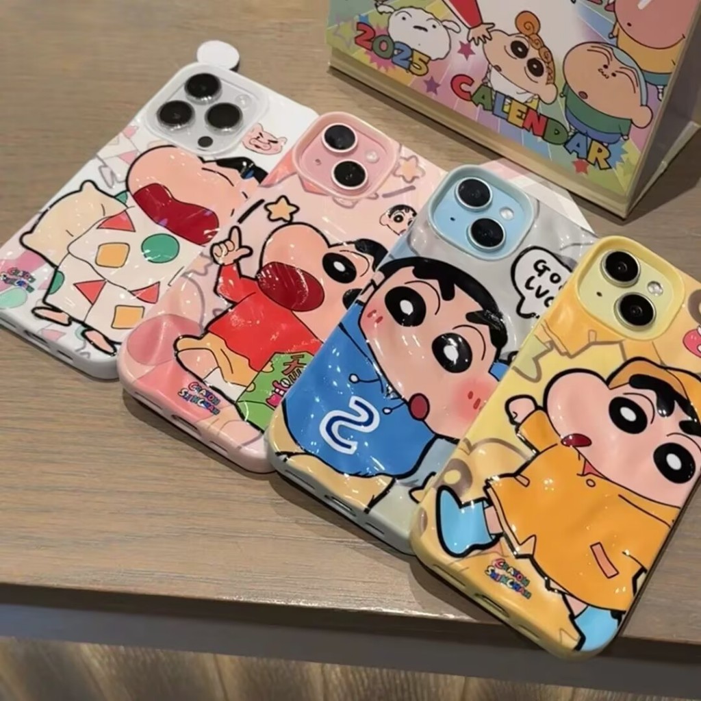 Meteorite รูปแบบขนมขบเคี้ยว Crayon Shin-Chan ฝาครอบโทรศัพท์,สําหรับ iPhone 16Promax 16Pro 16 15 14 1