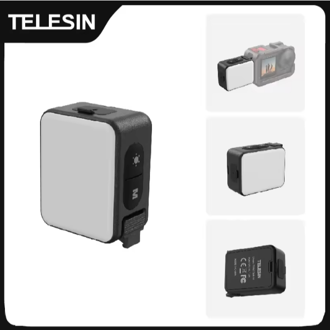 TELESIN LED Vlogging Selfie Light สําหรับ DJI OSMO 360 Action 5pro/4/3/2/กระเป๋ากันน้ําการถ่ายภาพแม่เหล็ก Quick Release เติมแสง Mini Video Light Action กล้องอุปกรณ์เสริม