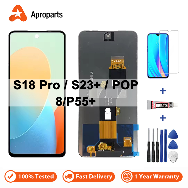 LCD สำหรับ Itel P55 + P663LN S24 S667LN POP 8 BG6h BG6i P55 4G A666L จอสัมผัสหน้าจอ Digitizer ชิ้นส่