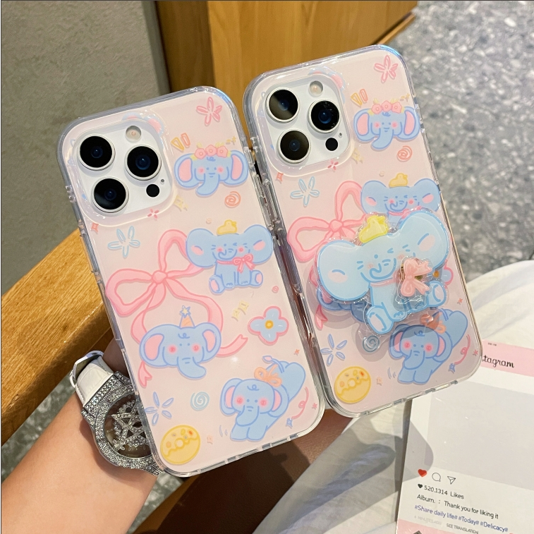 สําหรับขาตั้งพับหมุนได้ Ipone 13 14PRO 15 16promax เคสโทรศัพท์ป้องกันการตกโบว์ช้าง