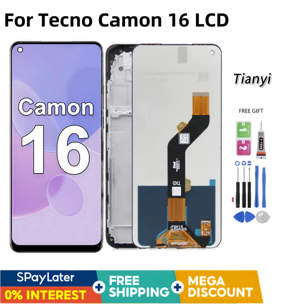 ต้นฉบับสําหรับ Tecno Camon 16 CE7 CE7j จอแสดงผล LCD หน้าจอสัมผัสเปลี่ยน