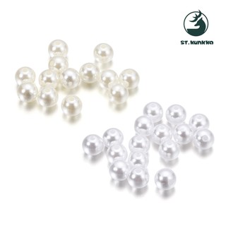 St.kunkka 10-400 ชิ้น 3-20 มม.สีขาว/สีเบจเลียนแบบมุก ABS ลูกปัดมุกแก้ว DIY งานประดิษฐ์ นิยมนำไปไหว้ แก้บน