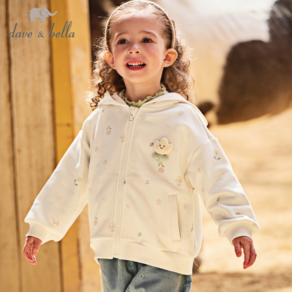Dave Bella เสื้อฮู้ดเด็กหญิง แฟชั่น สไตล์น่ารักๆ hoodie แขนยาวมีซิป แฟชั่นฤดูใบไม้ร่วง DB3253296