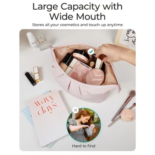 BAGSMART กระเป๋าแต่งหน้า กระเป๋าเดินทาง กระเป๋าแต่งหน้าน่ารัก เครื่องสําอางความจุขนาดใหญ่สําหรับผู้หญิง แต่งหน้าเปิดกว้าง Travel Essentials อุปกรณ์อุปกรณ์อาบน้ําแปรง