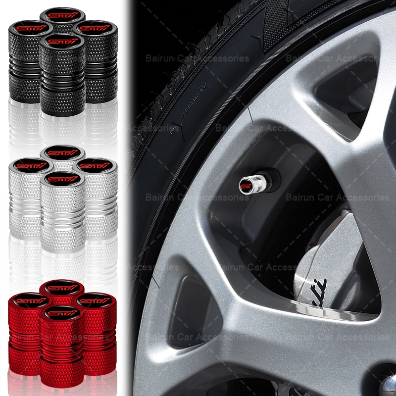4pcs เกลียวอลูมิเนียมยางรถหมวกโลโก้รถวาล์ว Rust-proof สําหรับ Subaru XV Legacy Forester Impreza XV STI WRX STI WRX