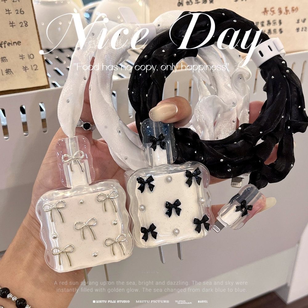 Diamond Bling Mesh Anti Break แขนป้องกันสําหรับ Apple iPhone 17 16 15 18/20W Charger Protector สายเค