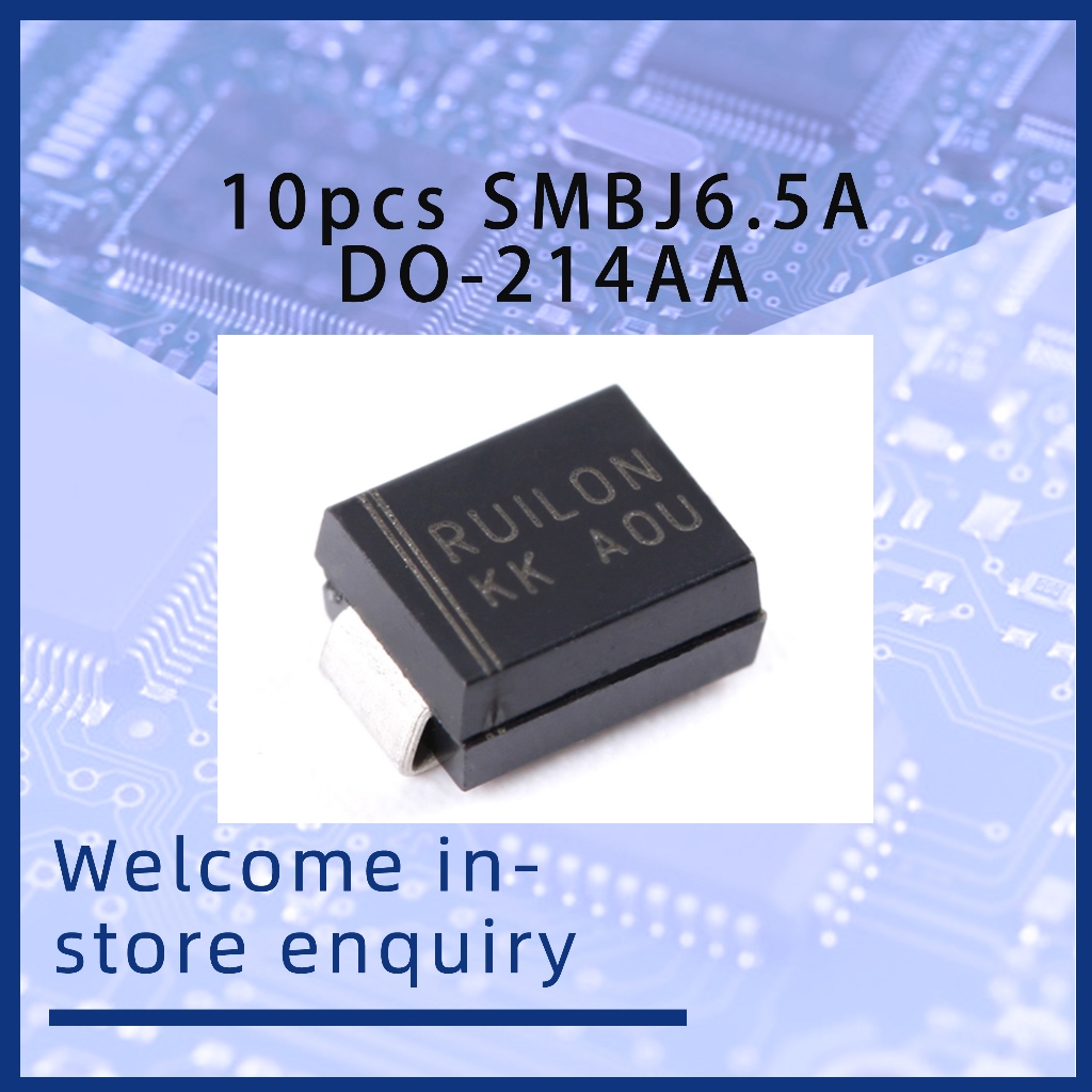 10 ชิ้น SMBJ6.5A DO-214AA 6.5V/Unidirectional TVS Surge Suppression Diode